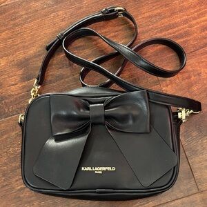 Karl Lagerfeld Black Crossbody Bag with Bow